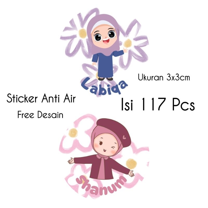 

(117Pcs) Sticker Anti Air Sticker Bulat Sticker Nama Anak Sticker Tahan Air Sticker Waterproof Sticker Nama