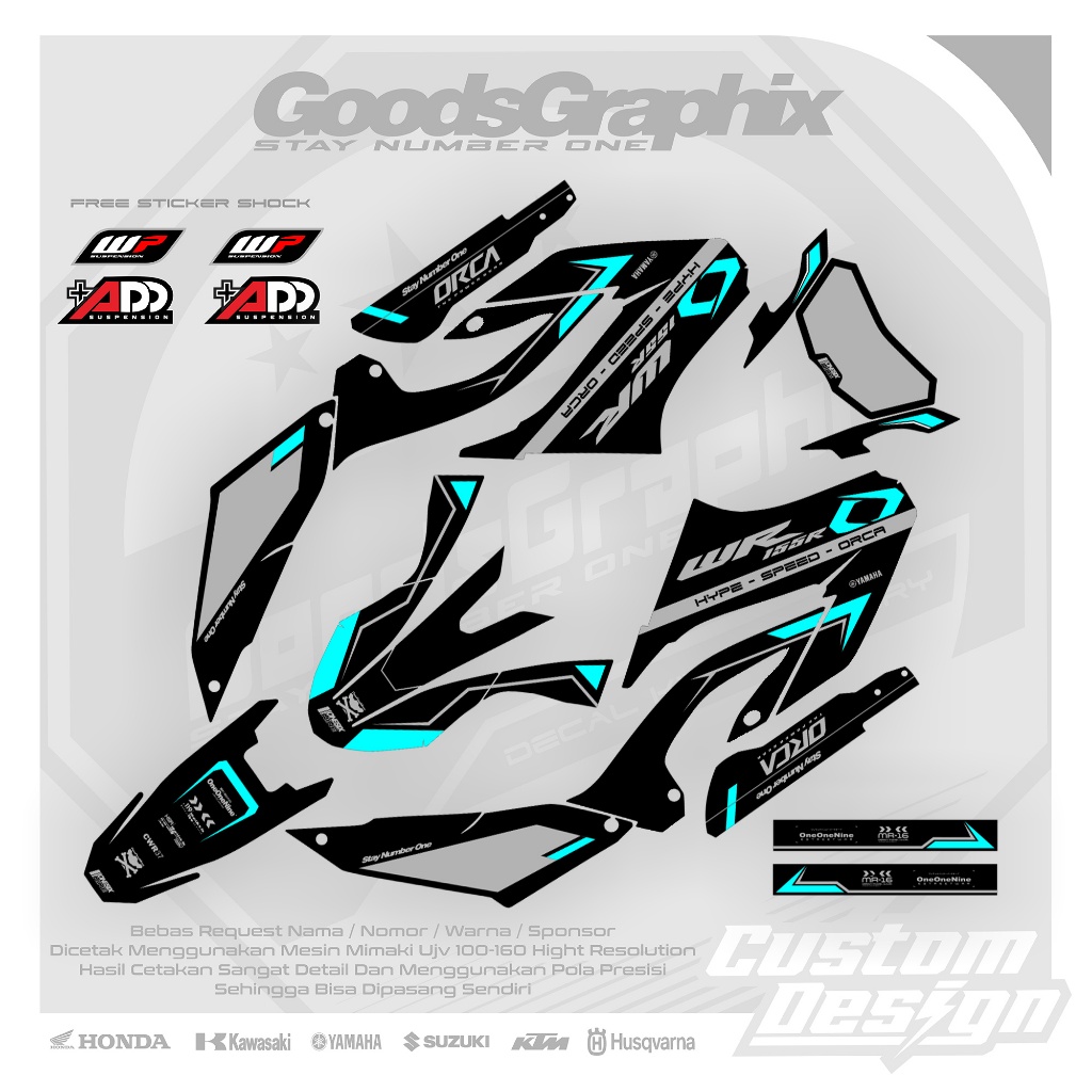 Decal Yamaha Wr 155 Orca Power Gear - Decal Custom Yamaha Wr 155