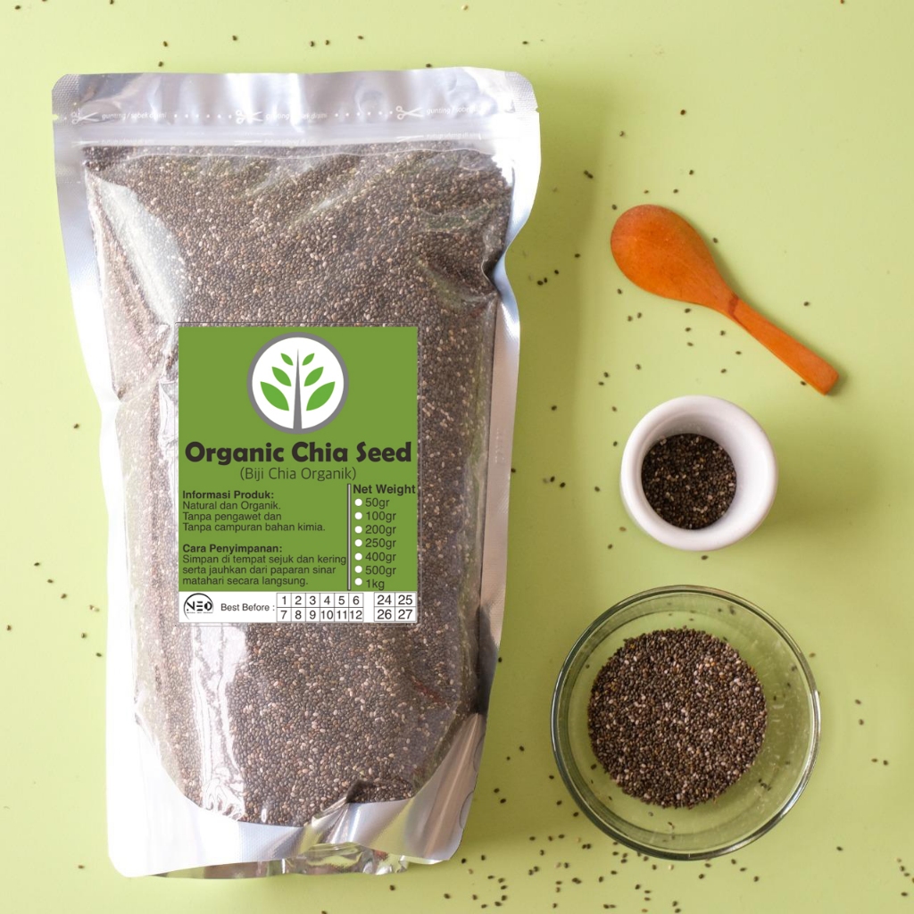 

Organic Chia Seed Mexico 500gr (1/2kg) BPOM HALAL/ Organic Black Chia Seed 500gr Mexico - Biji Chia Hitam Organik