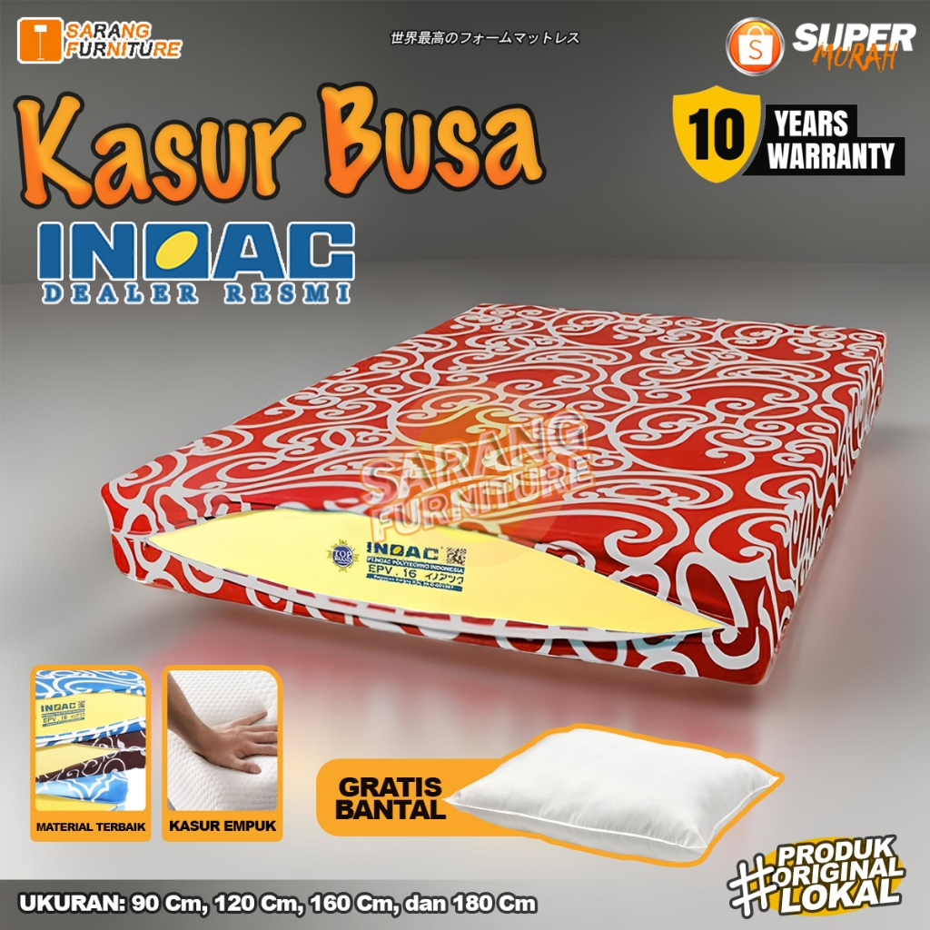 Kasur Busa INOAC Original Garansi 10 Tahun Ukuran 200x200 200x180 200x160 Anti Kempes Kasur Bergaran