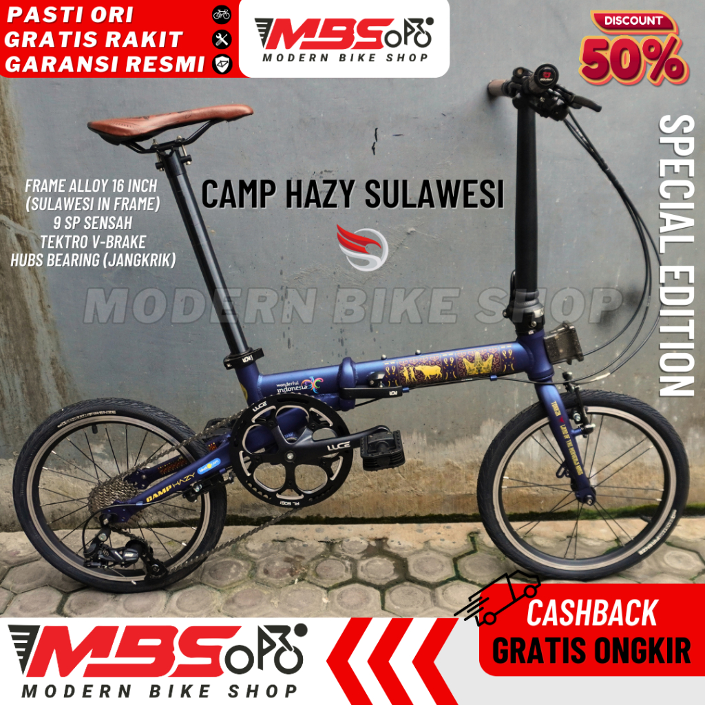 [PROMO-GARANSI RESMI] CAMP HAZY SULAWESI EDITION SEPEDA LIPAT ELEMENT 16 INCH 9 SPEED ALLOY FRAME DE