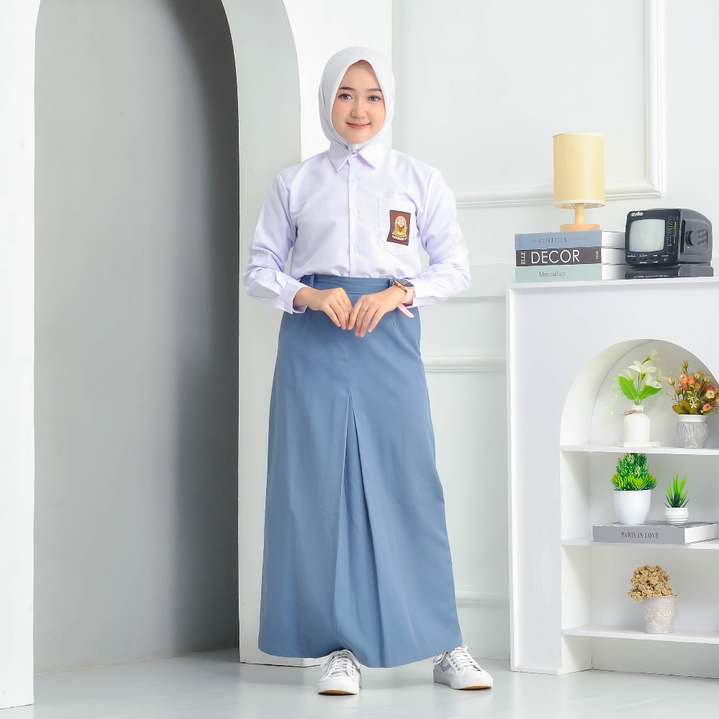Seragam SMA baju osis putih lengan panjang sma