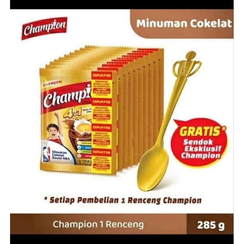 

(1 Renceng free sendok)Champion Energen susu coklat isi 10 sachet