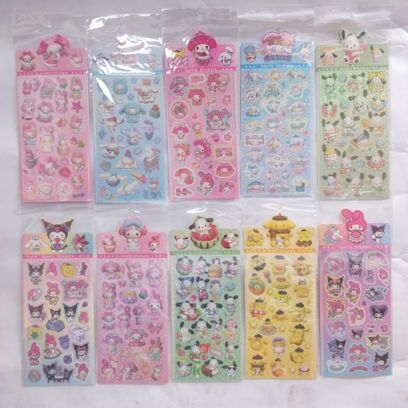 

stiker 3D sanrio series motif bervariasi