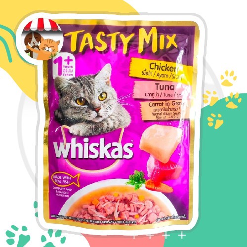 

Whiskas Tasty Mix Rasa 70gr - Chicken Tuna Carrot In Gravy