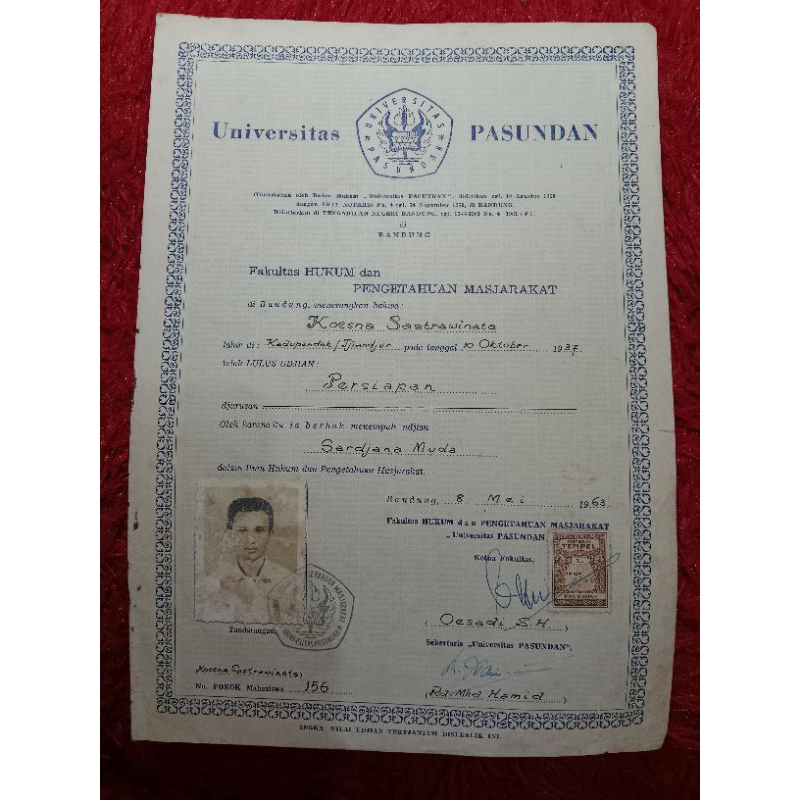 Dokumen Jadul UNPAS Tahun 1963 USED