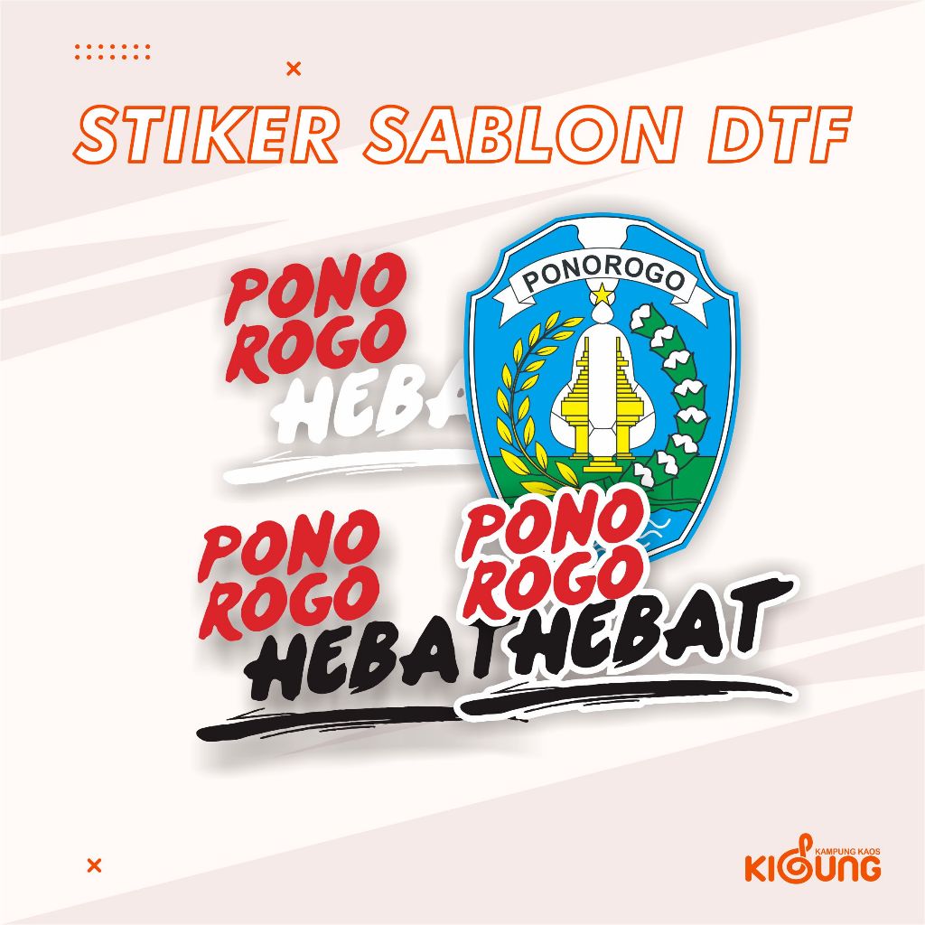 STIKER SABLON BAJU Logo Setrika Patch cetak DTF Sablon setrika | LOGO PONOROGO HEBAT