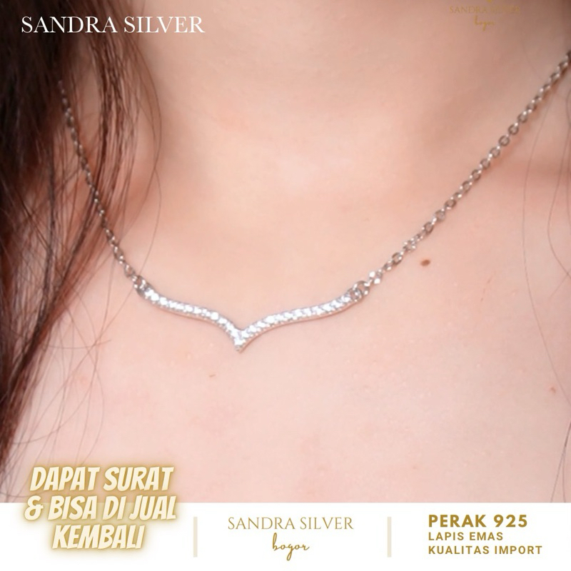Kalung Aurel Perak 925 lapis emas putih-Silver 925 necklace