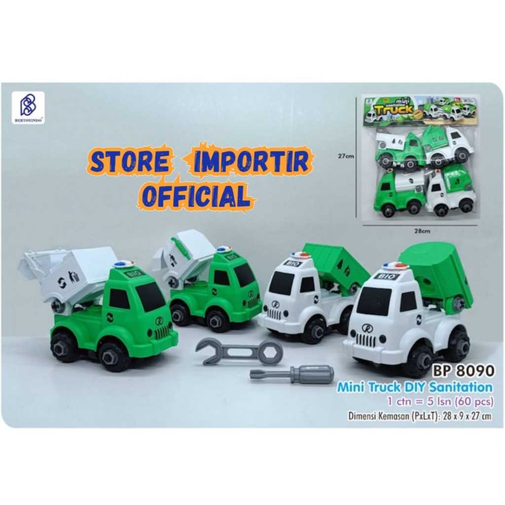 Mainan Bongkar Pasang DIY Mekanik Cilik KGP 8090 Truk Sampah | Mainan Satu Set Lengkap Isi 4 PCS Mob