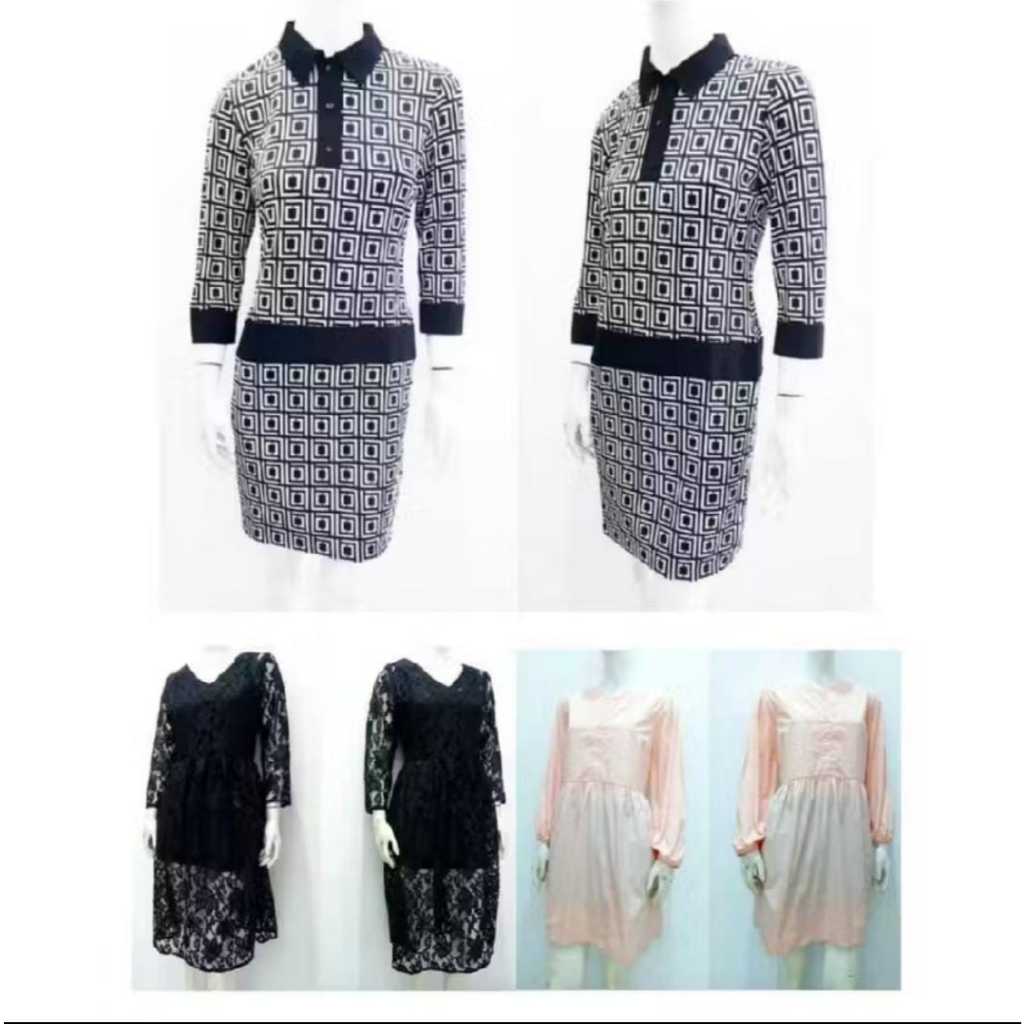 DRESS DEWASA 100RB/3PCS | DW059 Dress Castilian Black, HM024 Dress H&M Brokat Hitam, HM025 Dress H&M