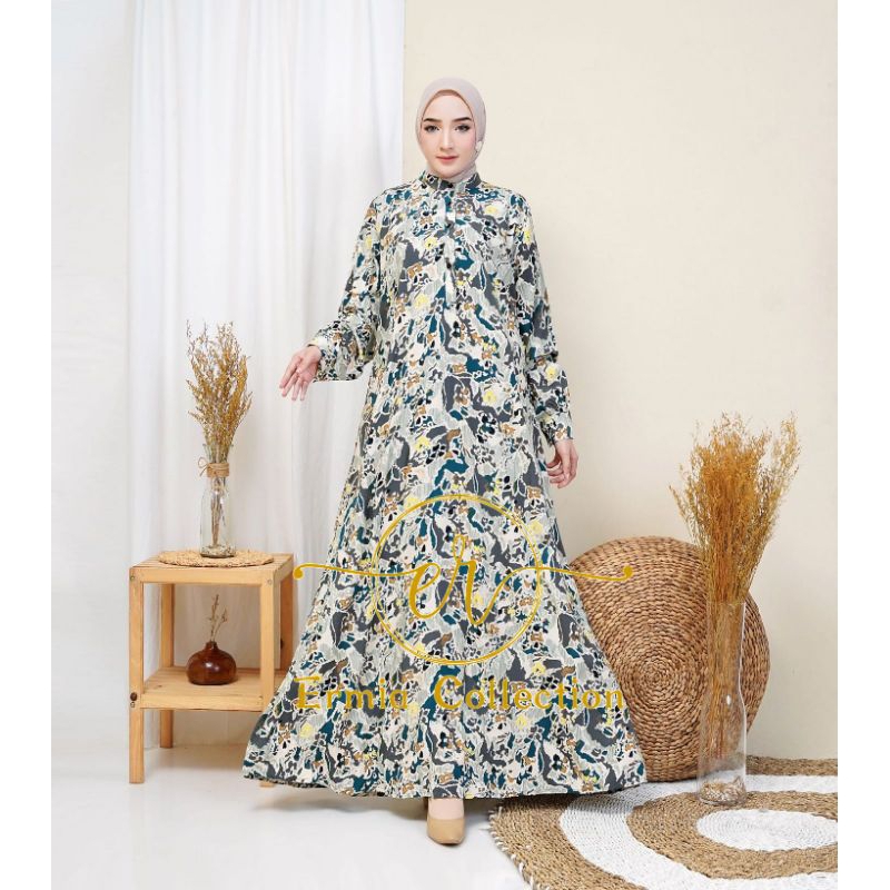 Zahira Dress | Gamis Motif Muslim Wanita | Gamis Premium Katun Rayon Import