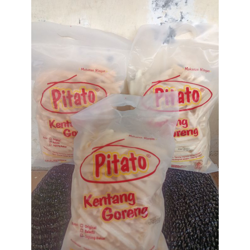 

kripik pitato kentang goreng 250gr/balado/original/jagung manis