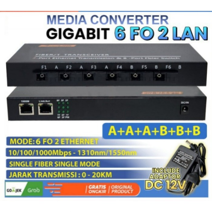 HTB 6 Fo 2 Lan Media Converter Gigabit 6 FO GNB