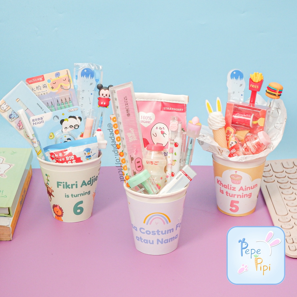 

Parcel Alat tulis Cantik Bingkisan Kado Gift Anak Hampers Penggaris Pulpen Pensil Tip-x Correction Tape Glue Tape Lem Rautan Hadiah Ulang Tahun