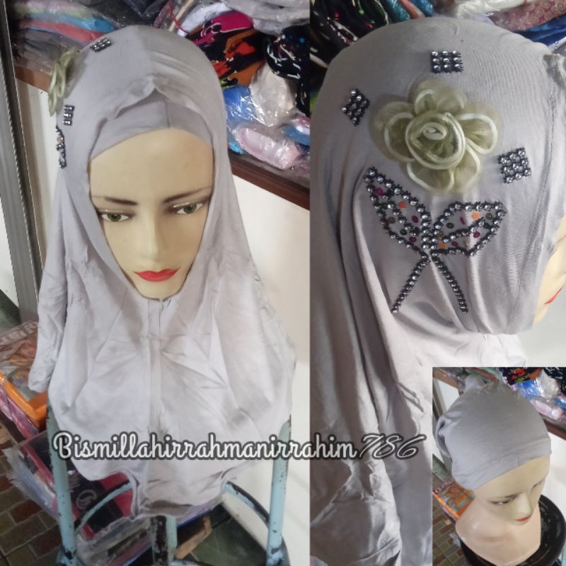 Kerudung Hijab Instan Jilbab Halus manik-manik motif