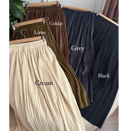 ROSELLA Bludru Rok Panjang Rok/Vintage Outfit Rok Span Plisket Rok Panjang Hitam Krem Cokelat