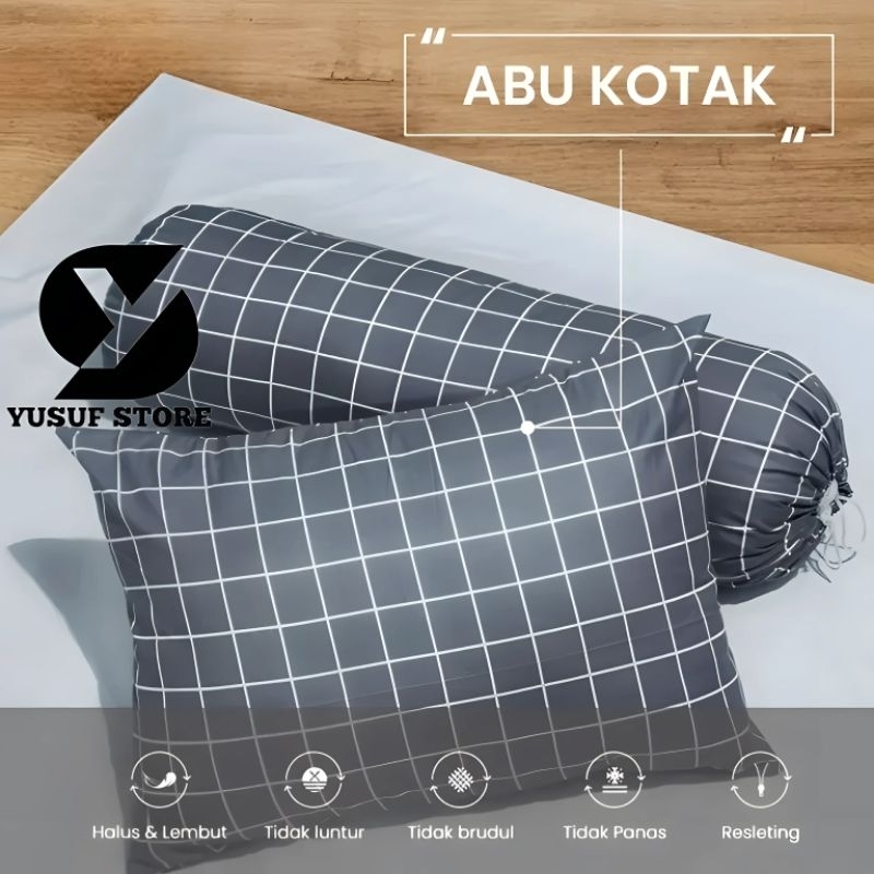 sarung bantal motif kotak abu / sarung bantal motif kotak kotak / sarung bantal kotak kecil / sarung
