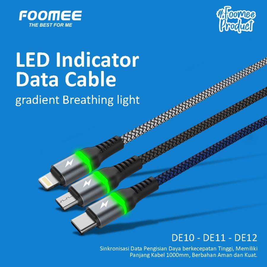 FOOMEE DE10 Data Cable for Micro 2.4A Max (DE10) / FOOMEE DE11 Data Cable for Type-C 3A Max (DE11) /