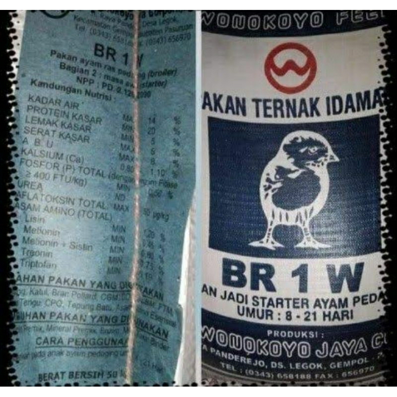 BR 1 W PAKAN ANAKAN AYAM PEDAGING WONOKOYO 1KG