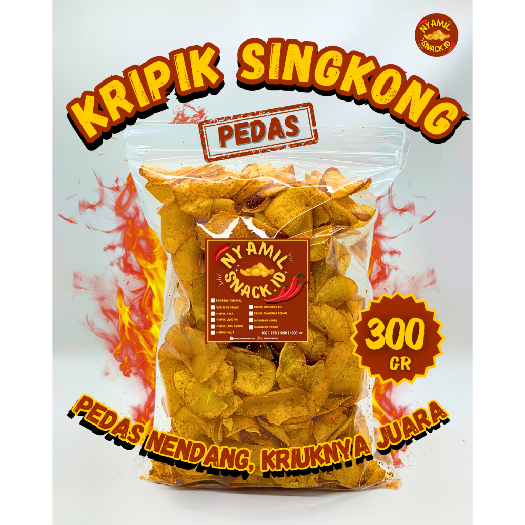 

NYAMIL SNACK KERIPIK SINGKONG PEDAS GURIH Casava Snack Kripik 500 gr