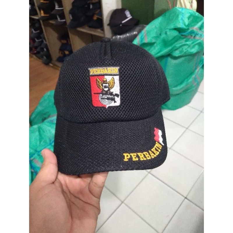 topi PERBAKIN, topi jaring bordir logo perbakin