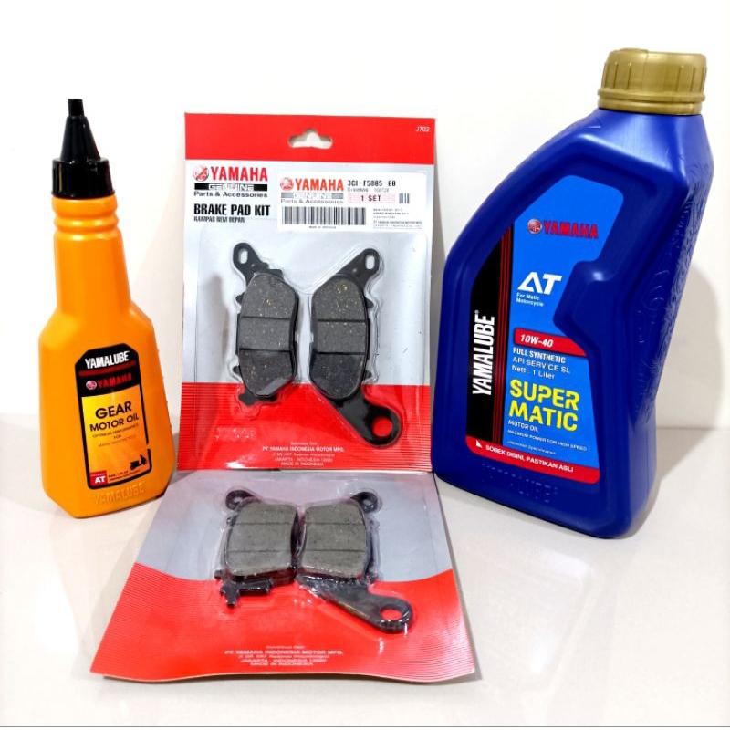 PAKET OLI YAMALUBE SUPER MATIC 1L ORIGINAL + YAMALUBE GEAR 140ML + 1 SET BRAKE PAD YAMAHA NMAX OLD /