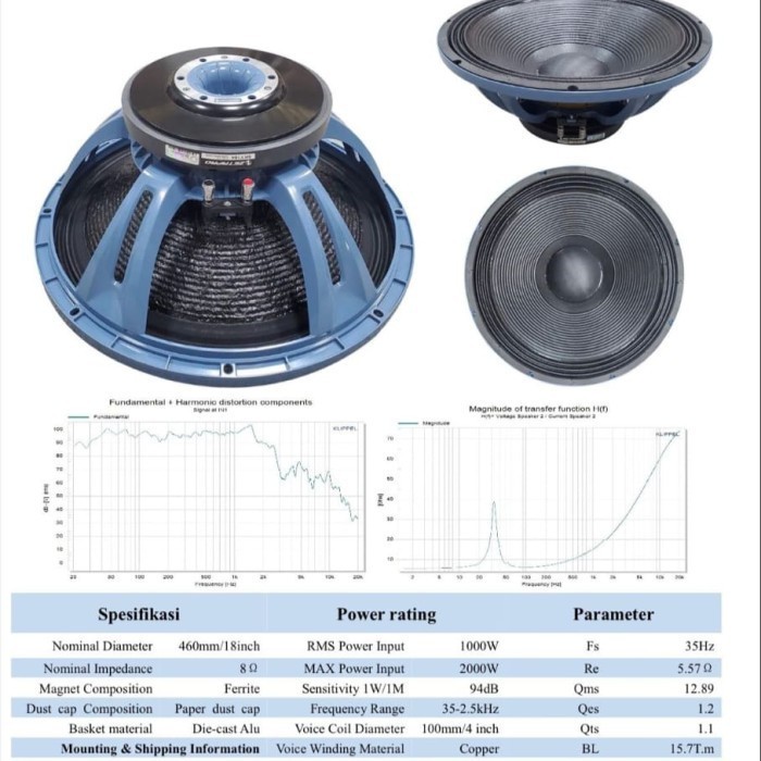 ZETAPRO SKY 184 Komponen Speaker 18 inch SKY184