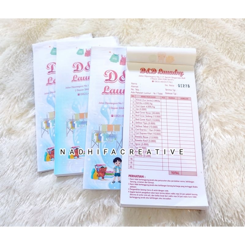 

Nota Custom Ukuran 10x20cm tanpa minimal order