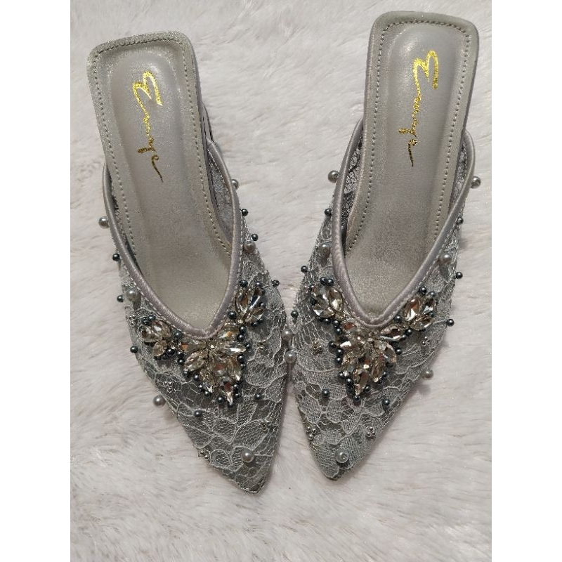 SILVER shoes wedding /brukat payet/ manten /PO