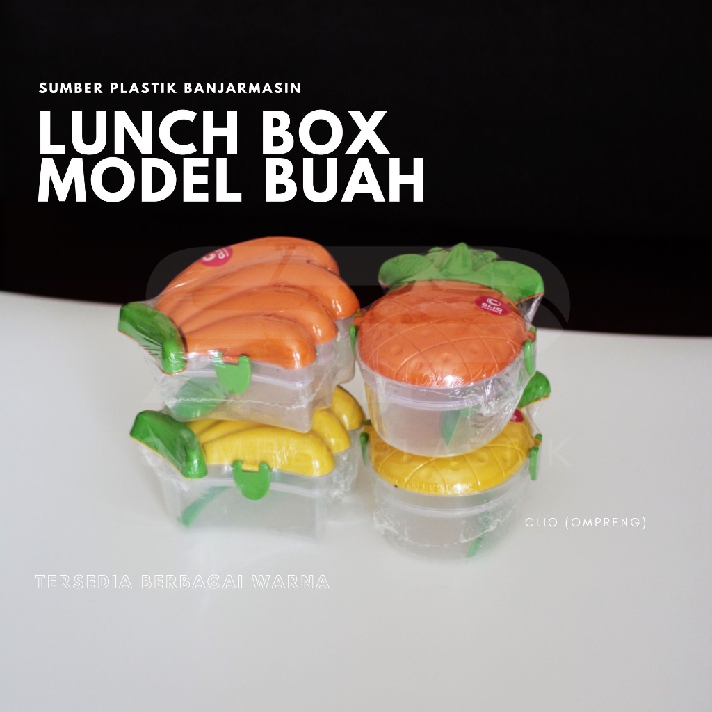 Clio Plastics Lunch Box Pineapple Banana Apple 2 Susun Plastik Wadah Tempat Makan Ompreng Unik Denga