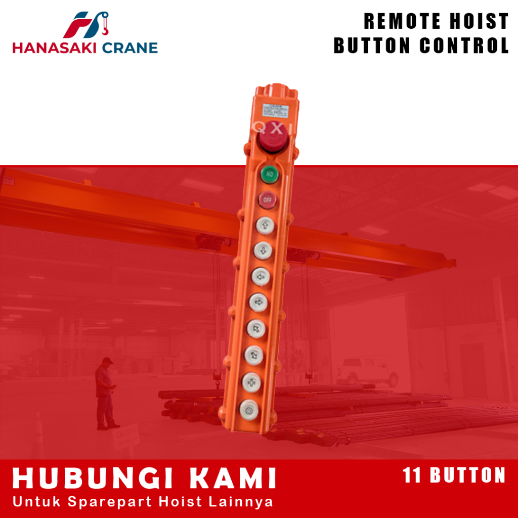 Remote Hoist Button Control 11 Tombol / Remot Crane Push Button Switch Emergency 11Tombol