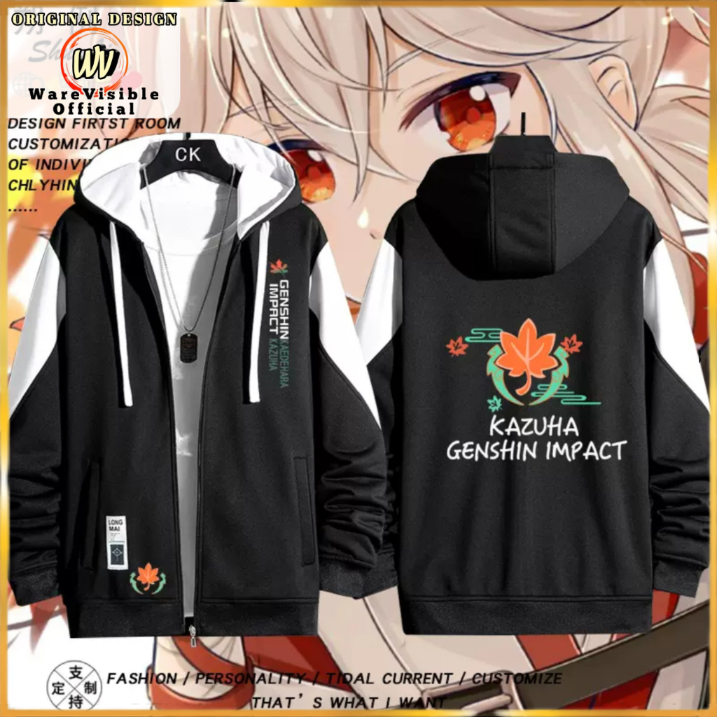 WareVisible Jacket Hoodie ZIPPER GENSHIN KAZUHA Oversize Korean Style Kombinasi Unisex Premium