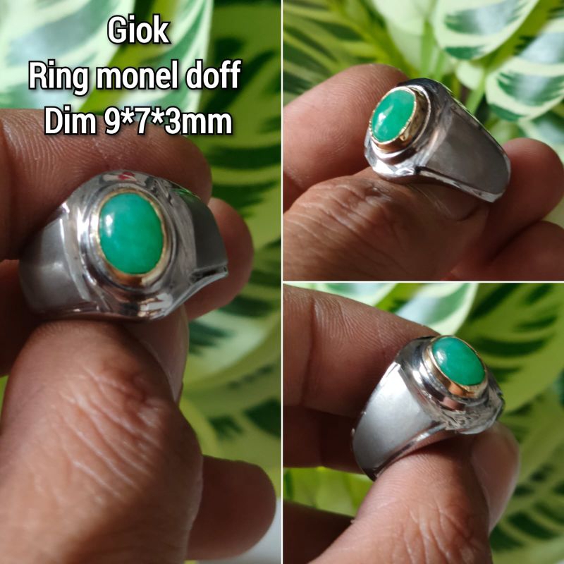 CINCIN PRIA BATU GIOK KECIL RING MONEL DOFF