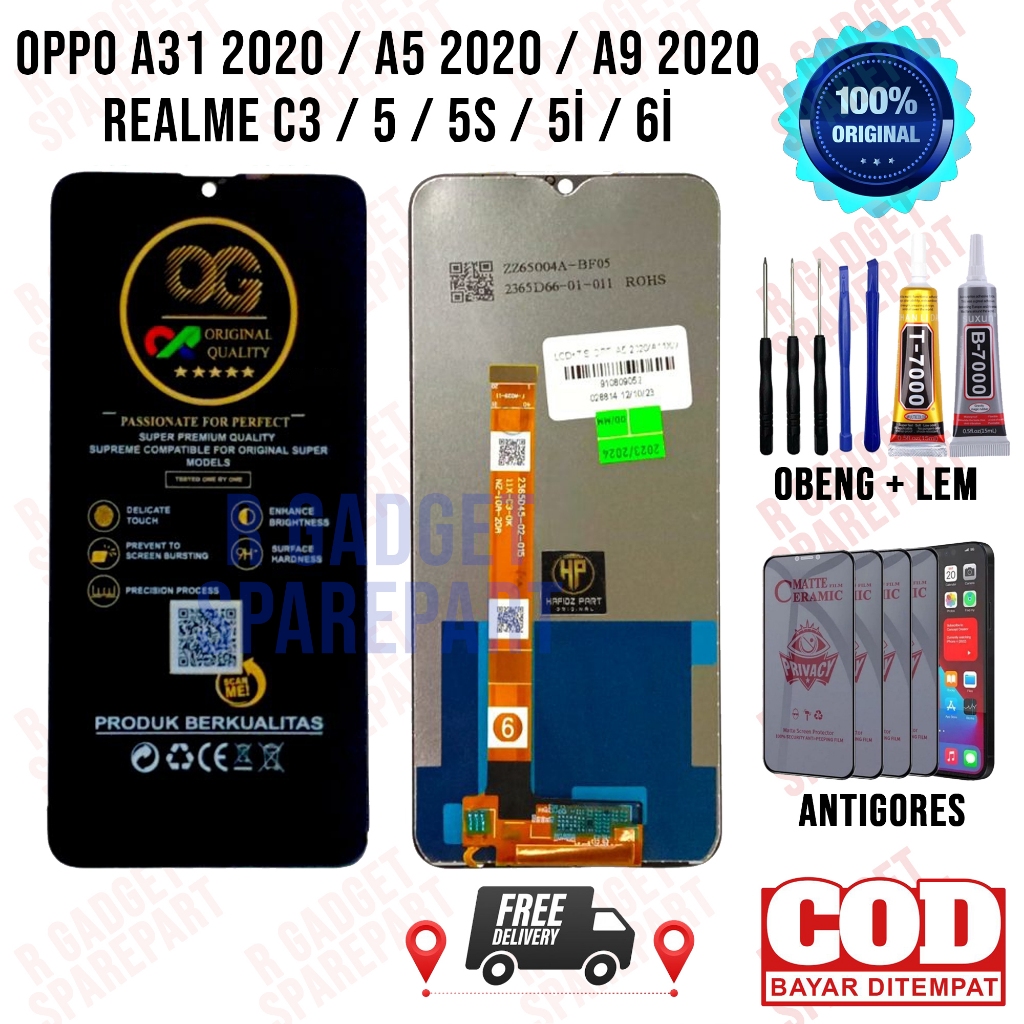 Lcd Oppo A31 2020 / A5 2020 / A9 2020 / Realme C3 / 5 / 5S / 5i  / 6i Original OEM Lcd Touchscreen F
