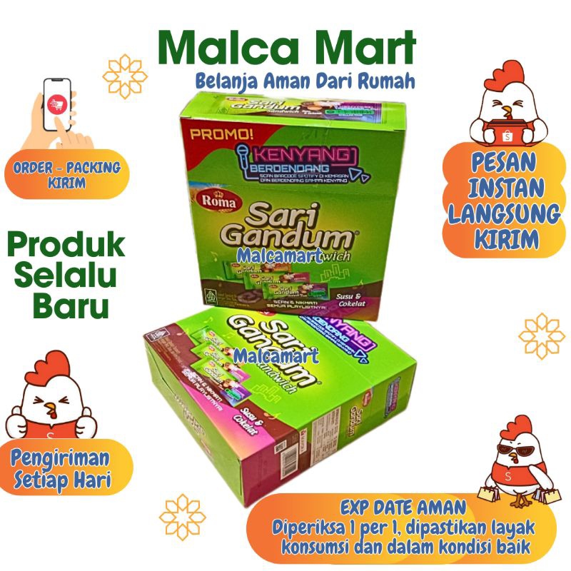 

Sari Gandum Roma 12pc. Biskuit Gandum isi Cokelat