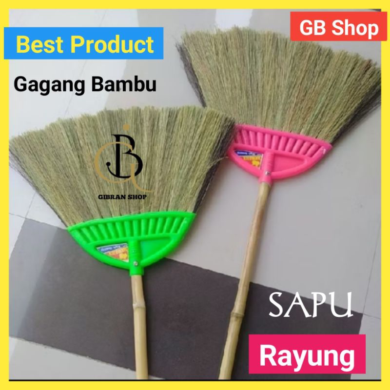 Sapu lantai murah sapu Rayung Premium lakop BULAN gagang bambu