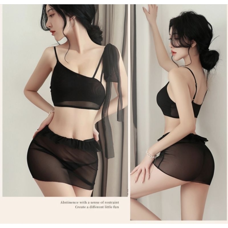 SET LINGERIE WANITA SEXY BAJU + ROK MINI SEXY BAJU TIDUR WANITA F373