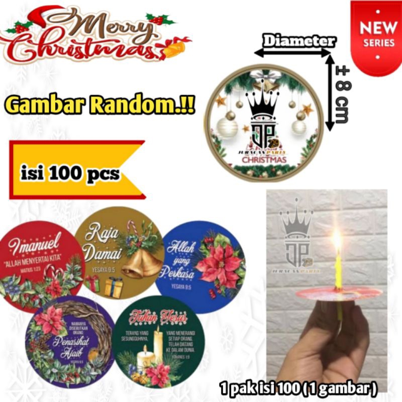 { 100pcs } Tatakan lilin natal,Tatakan lilin Merry Christmas,Tatakan lilin kertas