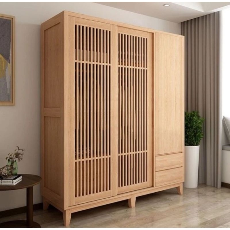 Lemari 3 Pintu Minimalis Kayu Jati Jepara l Almari Baju Jati l Lemari Pakaian 3 Pintu Jati Jepara l 