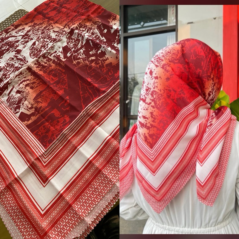 jilbab voal merah putih