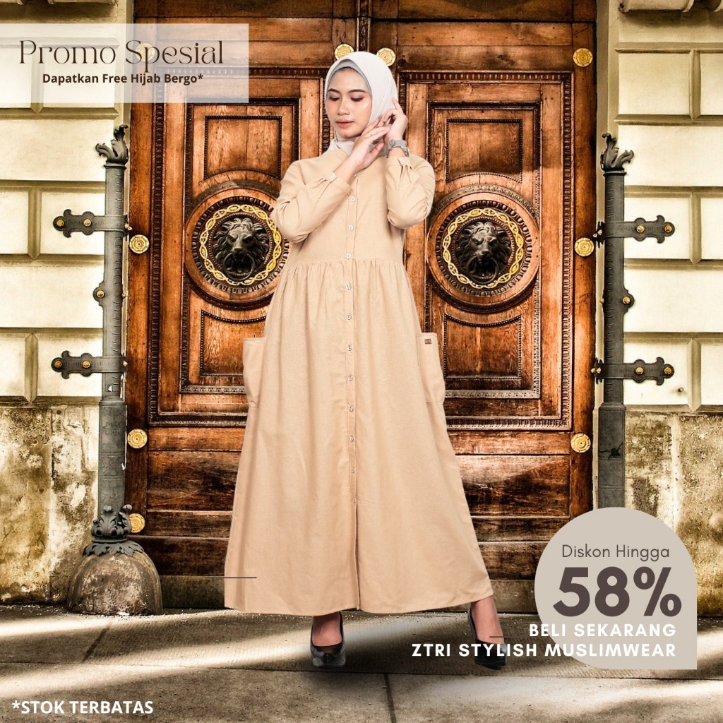 Gamis Pesta Wanita Dewasa – Gamis Muslim Elegan Polos Full Kancing Warna Elegan