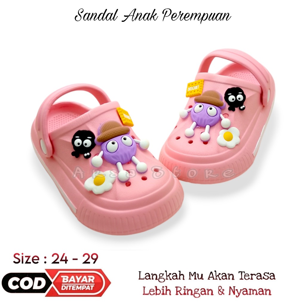 Sandal Baim Anak Perempuan Umur 2 - 5 tahun karakter Animasi / Sendal Anak Cewek Pin Lucu Dan Unik