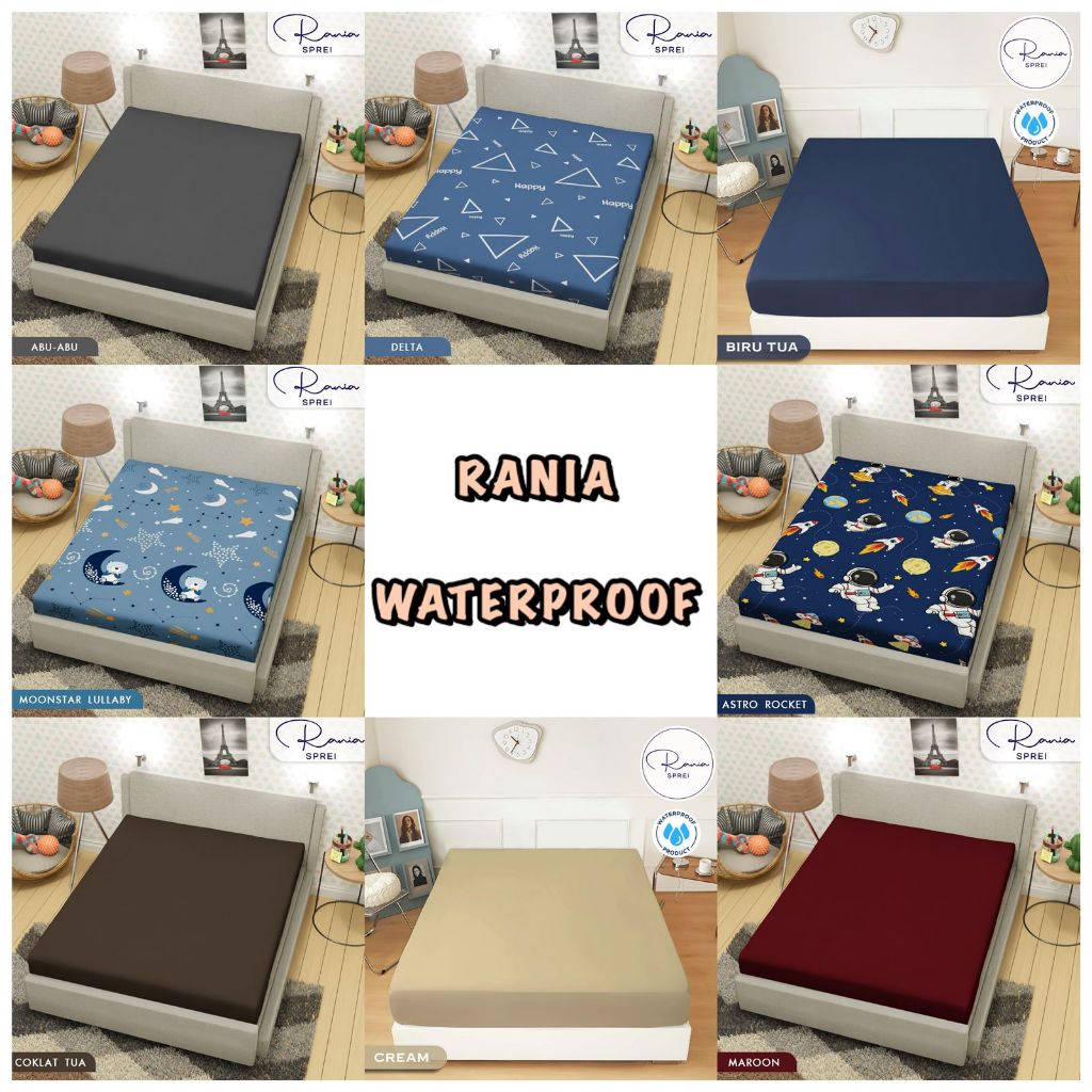 Sprei Rania Anti Air (Ompol) Waterproof 180x200,160x200,120x200, 90x200 Ujung Karet