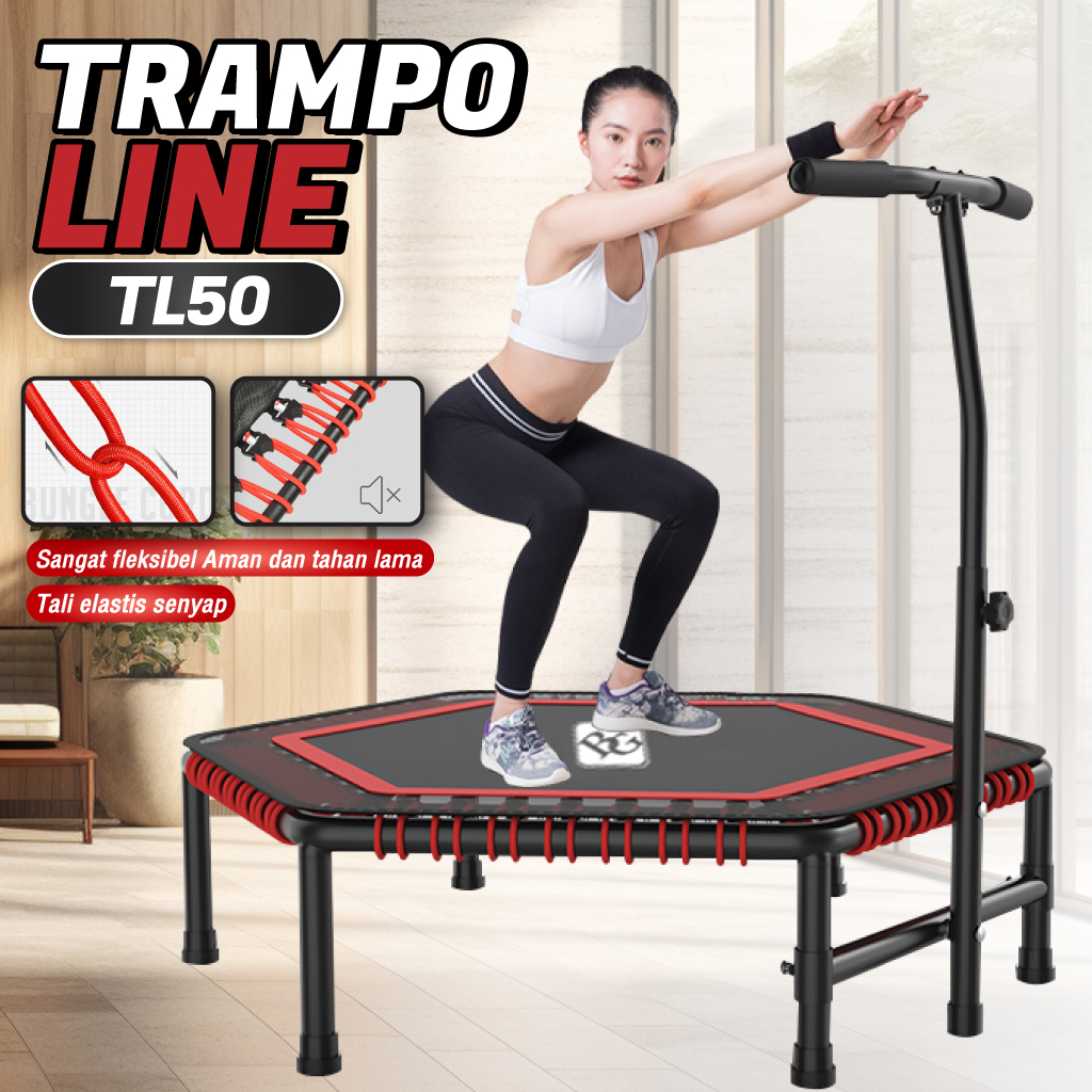 HTD Sport Trampoline Dewasa KUAT HINGGA 200KG Alat Olahraga Lompat Trampolin Elastis Indoor Outdoor
