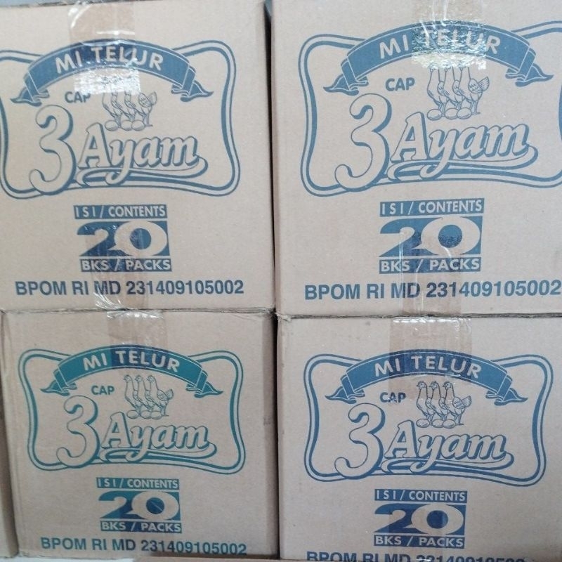 

Mie telur cap 3 ayam 1 dus murah isi 20 netto 200gr