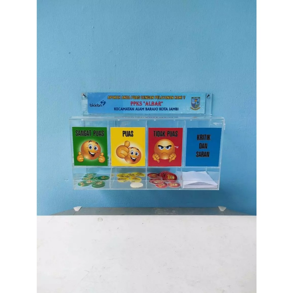 Kotak Saran Akrilik Stiker Kotak Kepuasan Acrylic 4 Kotak