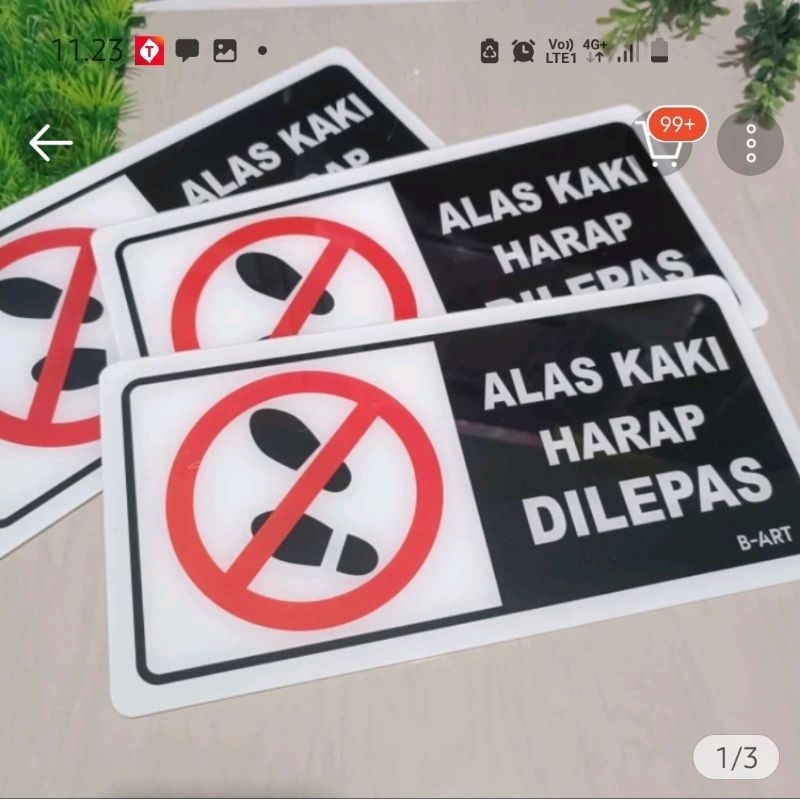 

Akrilik Label Sign ALAS KAKI HARAP DILEPAS 31x15 cm BESAR
