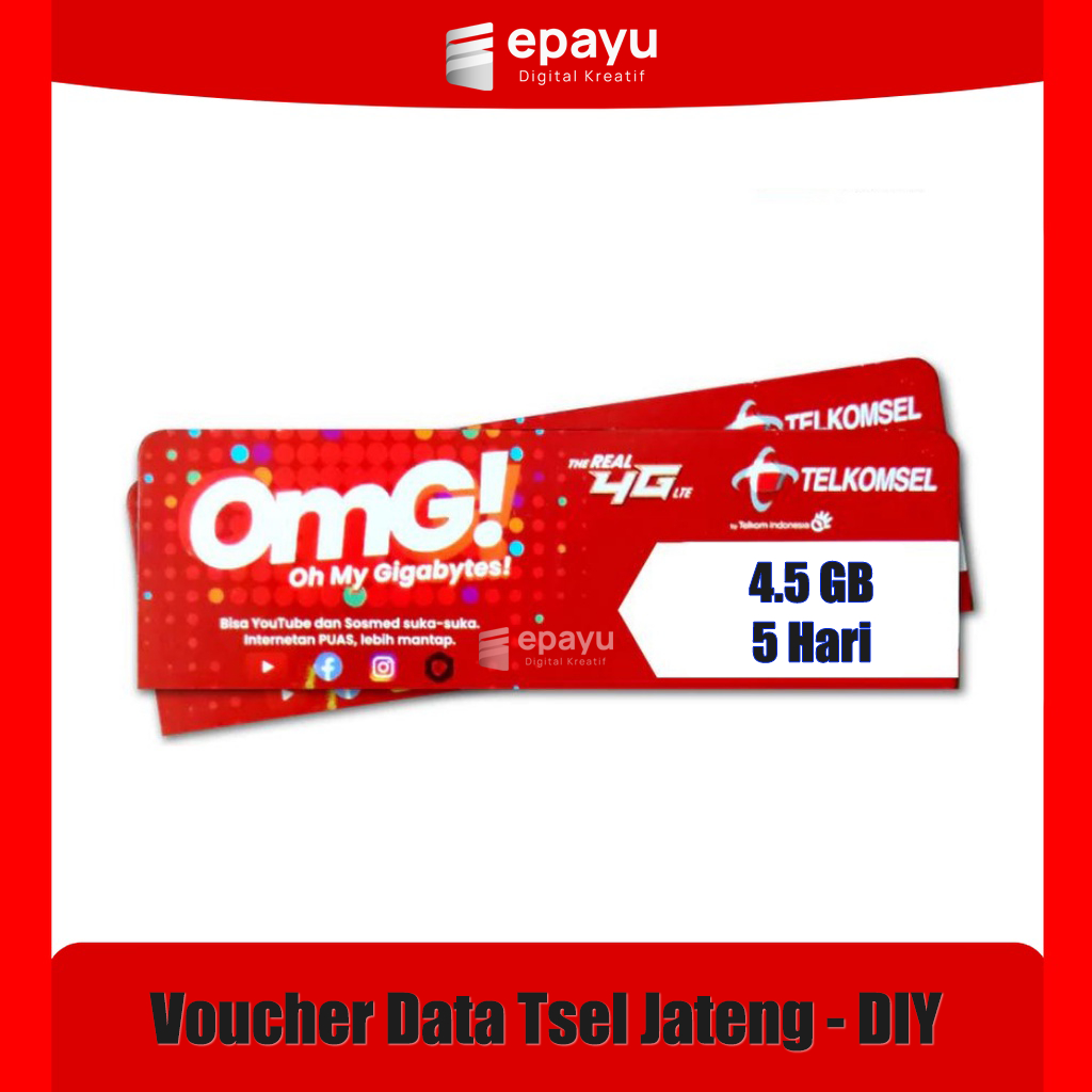 Voucher Paket Data Internet Telkomsel Jateng - DIY - 4.5GB 5 Hari