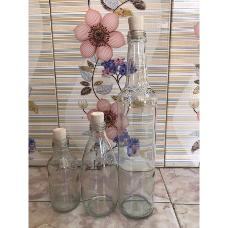 botol kaca 140 ml /250 ml / 460 ml tutup kayu/peralatan dapur