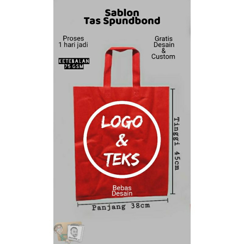 

sablon goodie bag tas kain spunbond 38x45 / Tas Belanja Tas Souvenir Sembako Syukuran